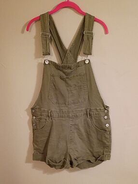 No Boundaries Olive Green Shorttalls Overalls